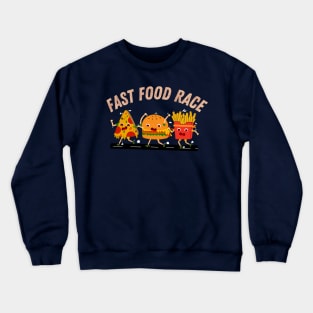 Fast Food Cheat Day Race (Cheeseburger, Pizza, French Fries) Crewneck Sweatshirt